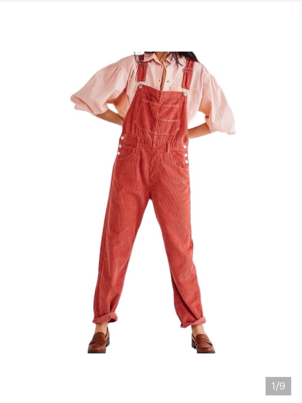 We The Free Rust Red Corduroy Overalls
